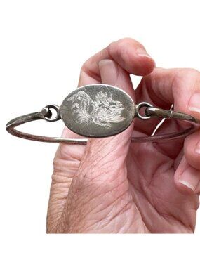 .925 Mexico Sterling Silver Bangle Bracelet Engraved USC SC Gamecocks